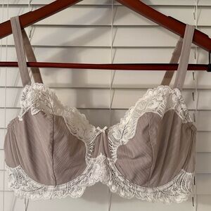 Felina Lace Trim Bra in Taupe White